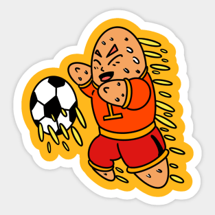 Goalkeeper catch football - color cartoon style Sticker